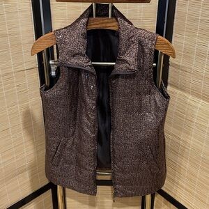 Stylish Brown Sequin Cheetah Vest